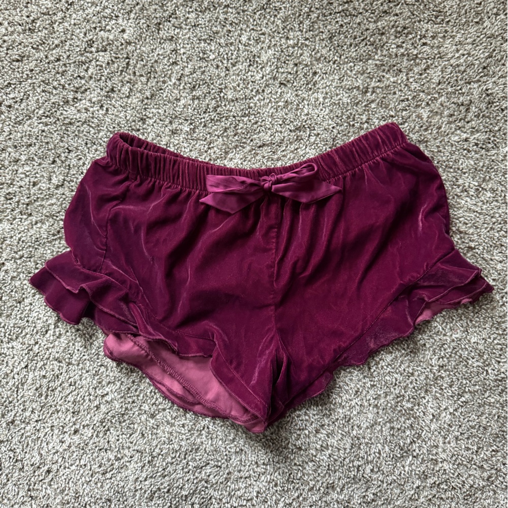 Victoria's Secret Burgundy Velvet Pajama Shorts XS
